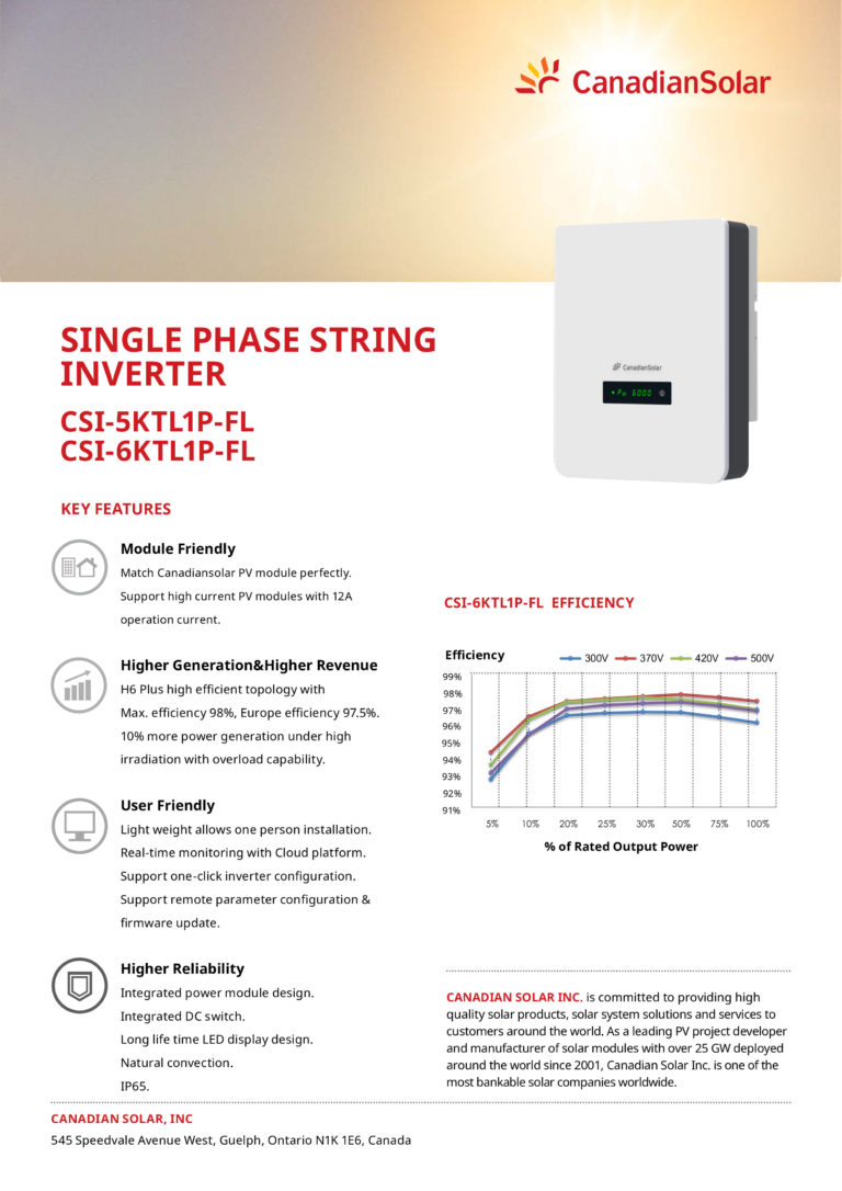 SINGLE PHASE STRING INVERTER CSI – QTSOLAR